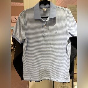 Brooks Brothers Slim Fit Performance Polo Shirt Blue Striped men’s Adult M